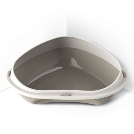Bac à litière d’angle Innovant pour Chats – 58x48x20,5 cm, Gain de place