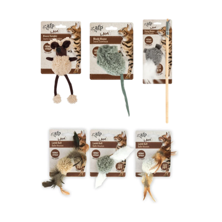 All for Paws Lambswool Cat Toy_ Lamb Ball, Wooly Mouse & Dangler