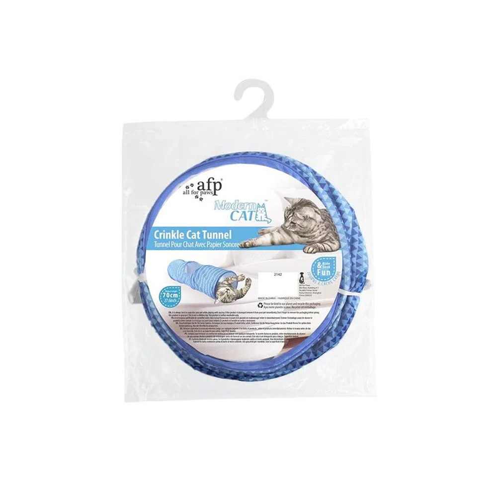 All for Paws Modern Cat Tunnel - Jouet Pliable pour Chat Bleu (1) All for Paws Modern Cat Tunnel - Jouet Pliable pour Chat Bleu