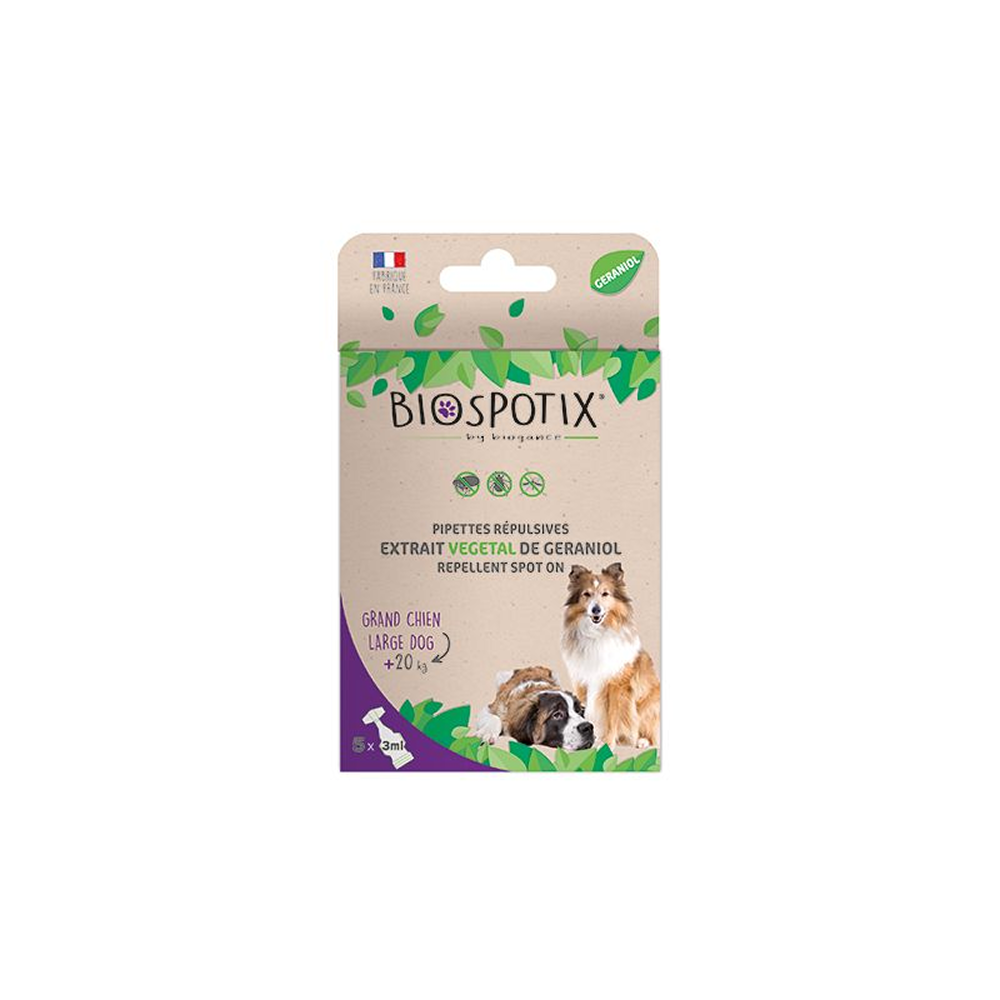 BIOSPOTIX Pipettes Répulsives Grand Chien (Dog Spoton) L- XL BIOSPOTIX Pipettes Répulsives Grand Chien (Dog Spoton) L- XL