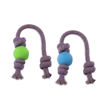 Beco Ball on Rope Small - Jouet Chien Corde Bleu et Vert