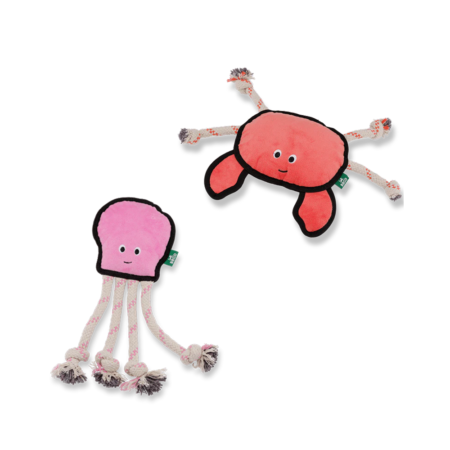 Beco Dog Toy_ Octopus M & Crab L - Peluche Solide (Tough & Rough)