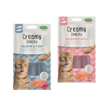 Bubimex Creamy Snacks Chat 4x60g Saumon & Thon – Friandises Liquides