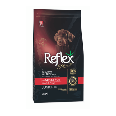 Croquettes Chien Reflex3kg - Plus Junior +lamb &rice
