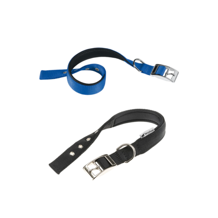 Ferplast Collier Chien Nylon A_ 37-45 cm Noir & Bleu (25mm)