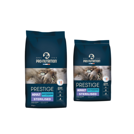 PRESTIGE Adult Stérilisé Poissons 2KG & 10KG (Pour Chats)