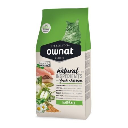 Ownat Classic Hairball Chat : Croquettes 4KG & 1,5KG