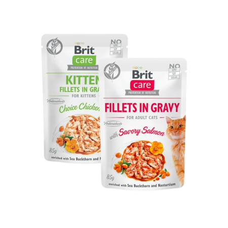 Brit Care Filets Chat en Sauce 85g - Poulet & Saumon