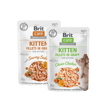 Brit Care Kitten Fillets Gravy Poulet & Saumon 85g