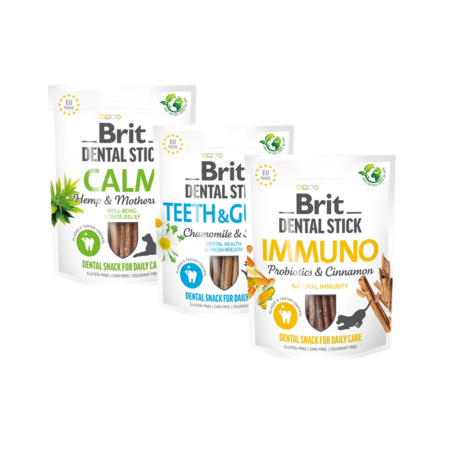 Brit Dental Stick 7pcs Saveurs Variées pour Chien (Calm/Immuno/Dents)