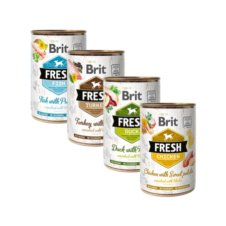 Brit Fresh 400g Pâtée Variée pour Chiens (Poulet, Canard, Poisson, Dinde)
