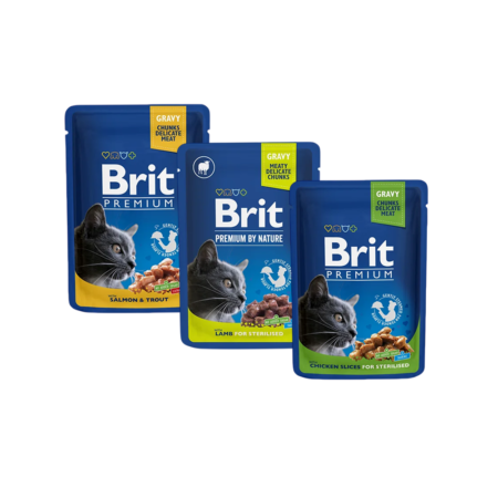 Brit Premium Cat Sachets Stérilisé - Poulet, Agneau & Saumon 100g