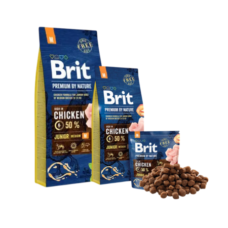 Brit Premium by Nature Croquettes Junior M 1kg, 3kg & 15kg