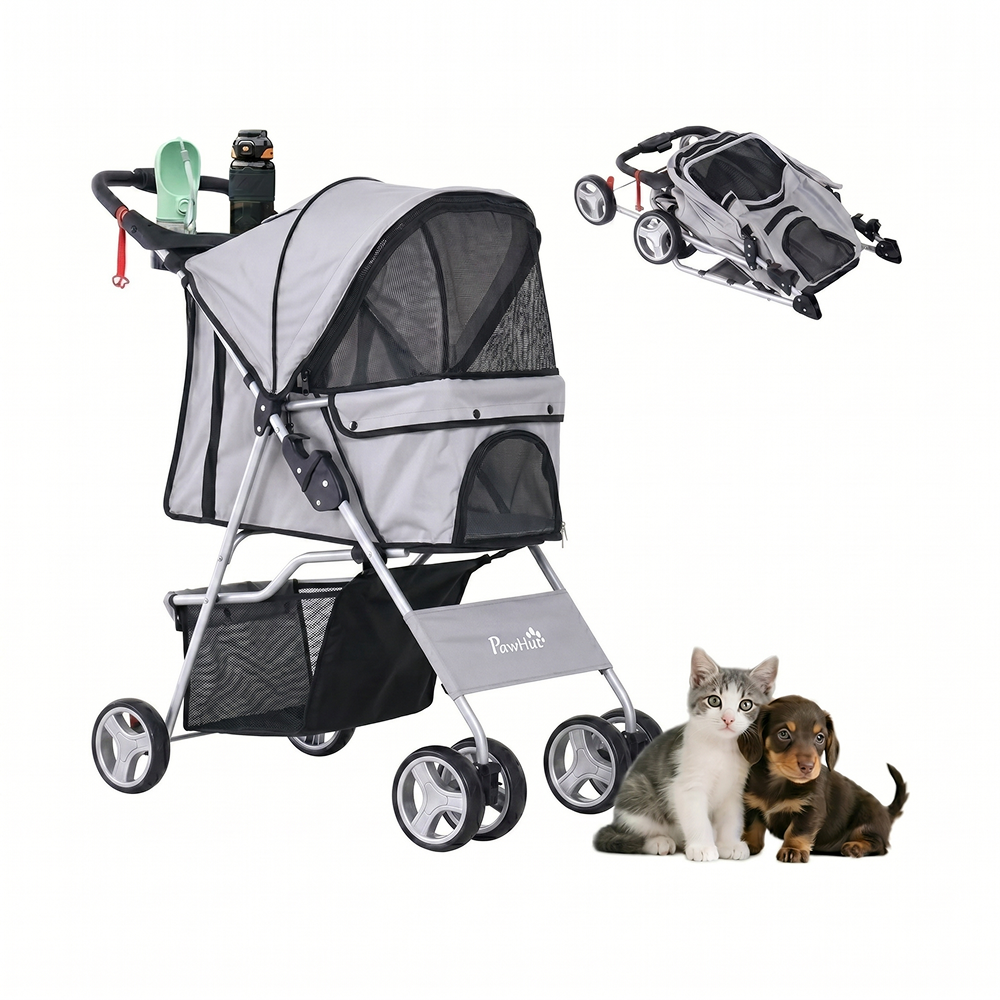 Poussette pour Chiens et Chats Pawhut confort et sécurité robuste (1) Poussette pour Chiens et Chats Pawhut confort et sécurité robuste