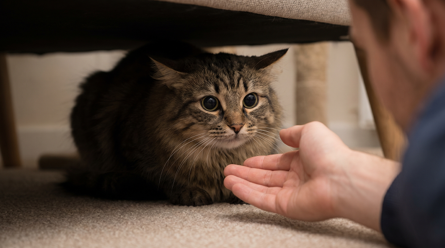 Chat montrant des comportements inhabituels pouvant indiquer du stress ou une douleur