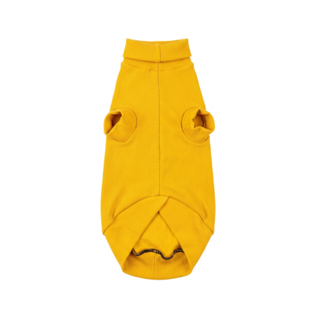 Pull Chien Col roulé Jaune - S