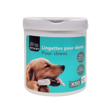 Lingettes pour dents pour chien Petshop - 50 pieces