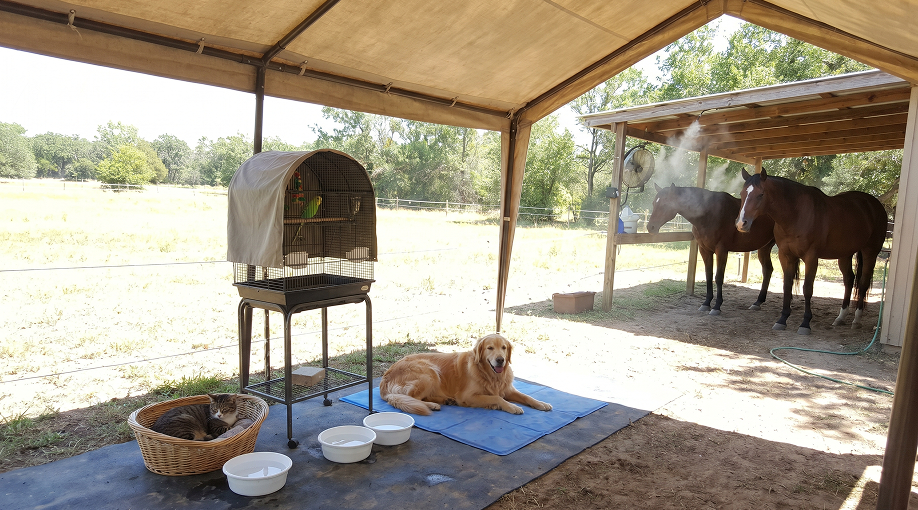 Chiens, chats, oiseaux et chevaux protégés de la chaleur pendant l’été