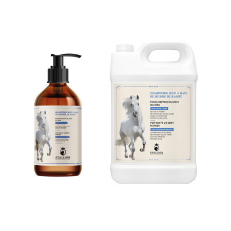Shampoing Bleu Déjaunisseur Stallion au Beurre de Karité 1L & 5L