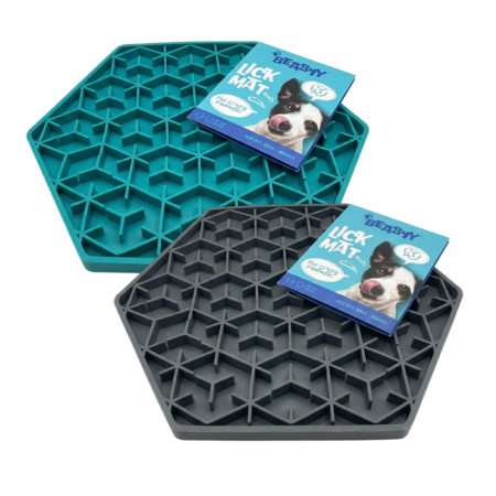 Tapis de léchage en silicone Vert eau et Gris