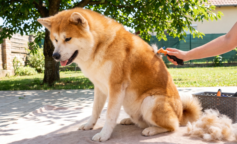 Chien qui perd ses poils pendant l'été avec un brossage adapté pour entretenir son pelage