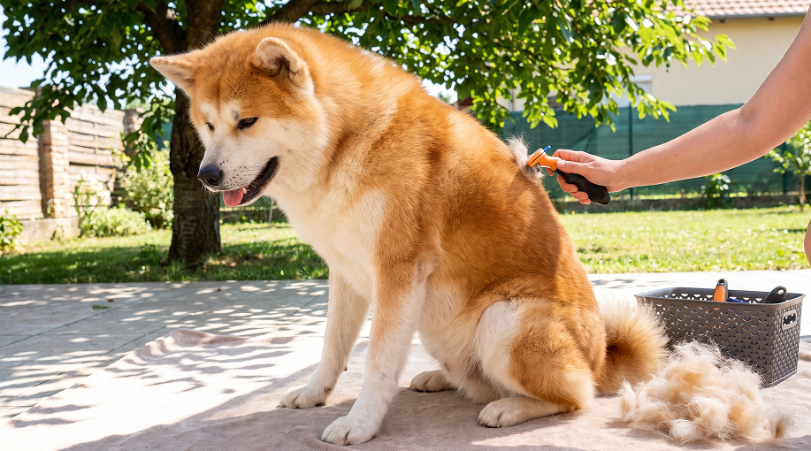 Chien qui perd ses poils pendant l'été avec un brossage adapté pour entretenir son pelage