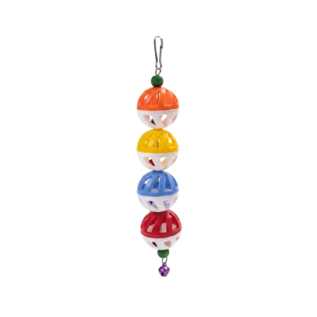 Jouet pour Oiseaux Leopet 4 Balles, Perles en Bois et Grelots