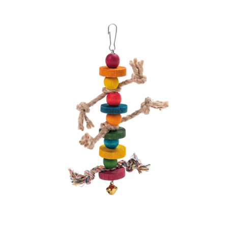 Jouet pour Oiseaux Leopet Cordes, Bois et Clochette