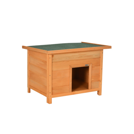 PawHut Niche pour Chien en Bois sur Pied avec Toit Ouvrant Bitumé 85x58x58 cm