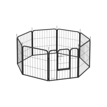 PawHut Parc pour Chien Enclos Modulable 8 Panneaux avec Porte