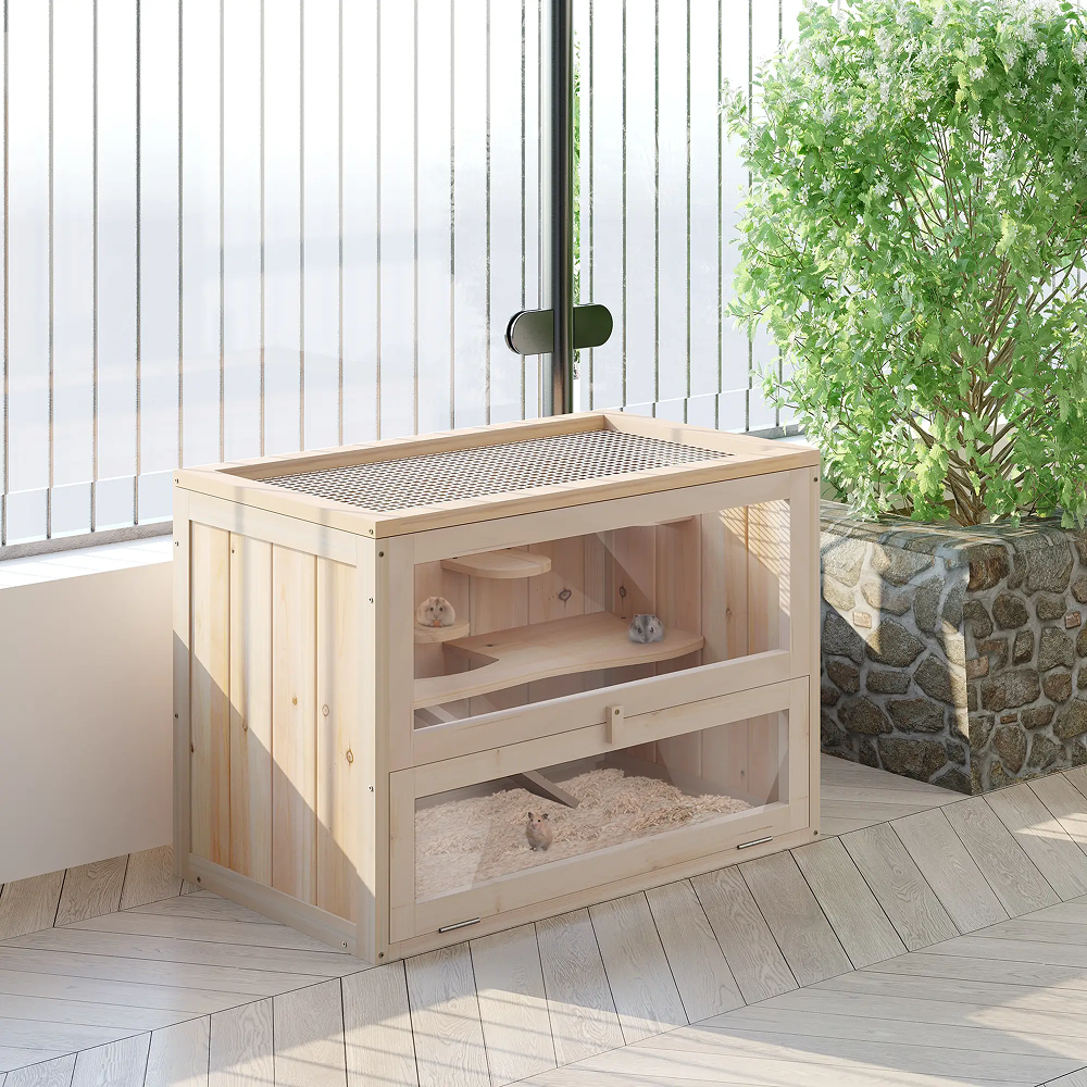 Cage pour hamsters souris petits rongeurs multi-équipements rampe plateformes toit ouvrant grillagé porte bois de sapin plexiglas - pawhut Cage pour hamsters souris petits rongeurs multi-équipements rampe plateformes toit ouvrant grillagé porte bois de sapin plexiglas - pawhut