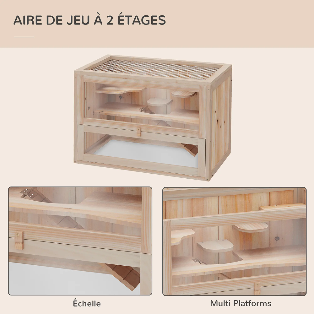 Cage pour hamsters souris petits rongeurs multi-équipements rampe plateformes toit ouvrant grillagé porte bois de sapin plexiglas - pawhut Cage pour hamsters souris petits rongeurs multi-équipements rampe plateformes toit ouvrant grillagé porte bois de sapin plexiglas - pawhut