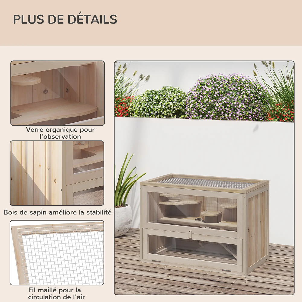 Cage pour hamsters souris petits rongeurs multi-équipements rampe plateformes toit ouvrant grillagé porte bois de sapin plexiglas - pawhut Cage pour hamsters souris petits rongeurs multi-équipements rampe plateformes toit ouvrant grillagé porte bois de sapin plexiglas - pawhut