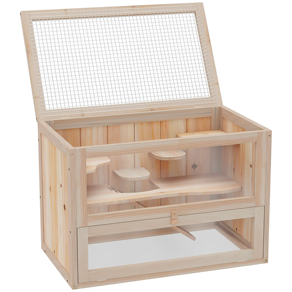 Cage pour hamsters souris petits rongeurs multi-équipements rampe plateformes toit ouvrant grillagé porte bois de sapin plexiglas - pawhut Cage pour hamsters souris petits rongeurs multi-équipements rampe plateformes toit ouvrant grillagé porte bois de sapin plexiglas - pawhut