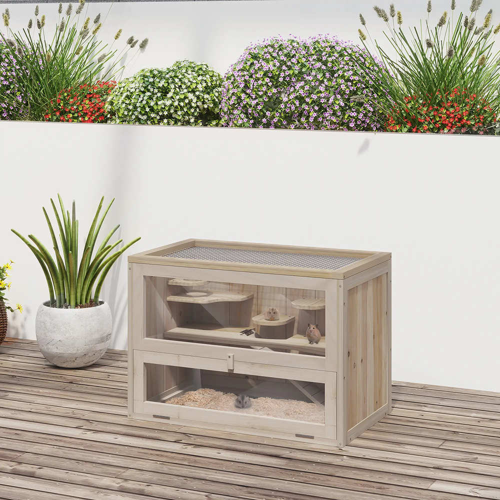 Cage pour hamsters souris petits rongeurs multi-équipements rampe plateformes toit ouvrant grillagé porte bois de sapin plexiglas - pawhut Cage pour hamsters souris petits rongeurs multi-équipements rampe plateformes toit ouvrant grillagé porte bois de sapin plexiglas - pawhut