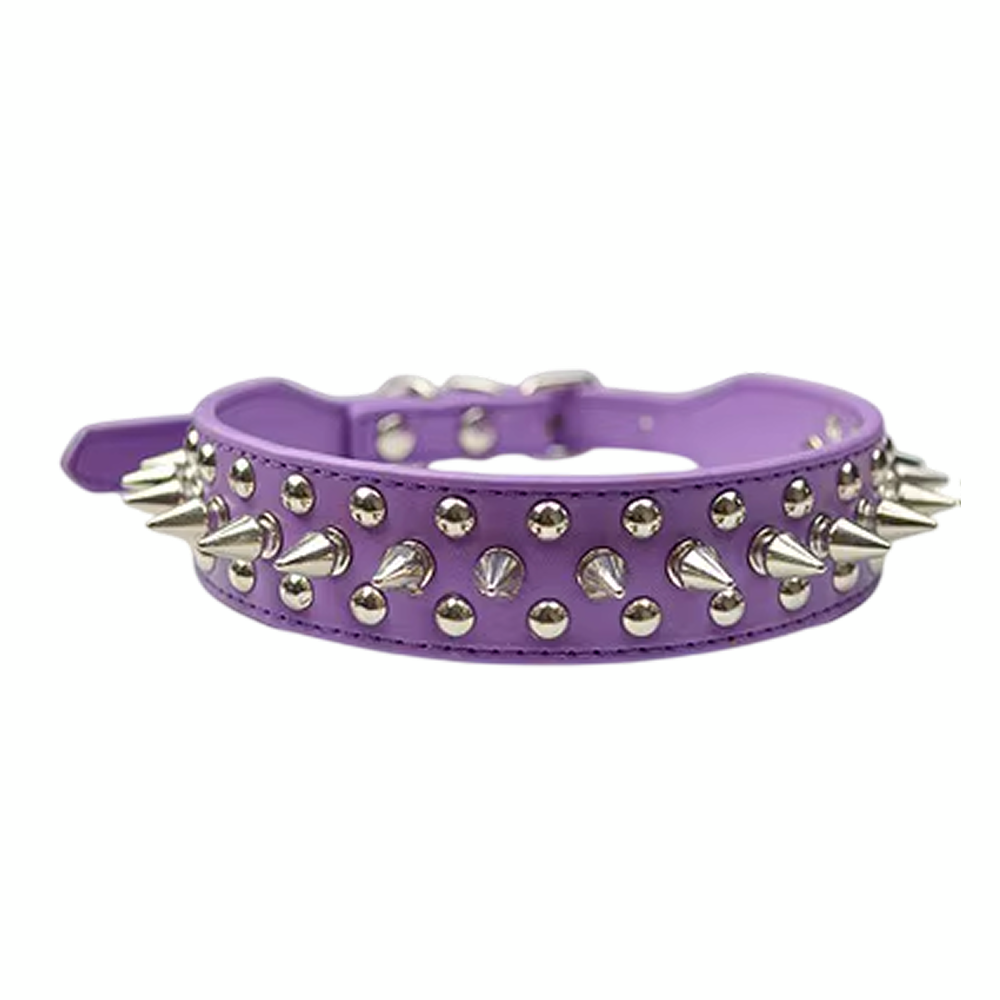Collier clouté pour chien - Mauve Collier clouté pour chien - Mauve
