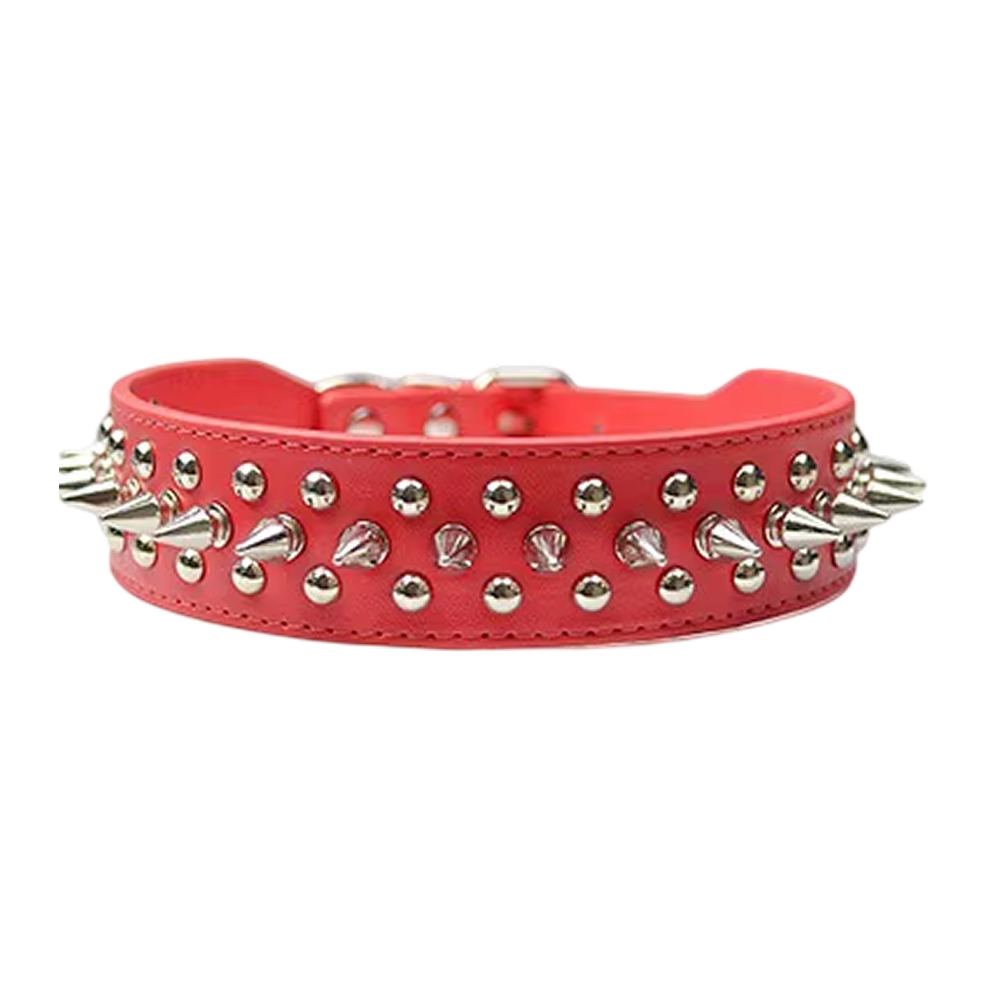 Collier clouté pour chien - rouge Collier clouté pour chien - rouge