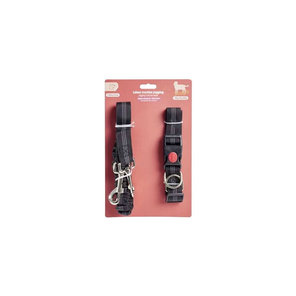 Laisse traction jogging canicross avec ceinture dorsale L120cm Laisse traction jogging canicross avec ceinture dorsale L120cm