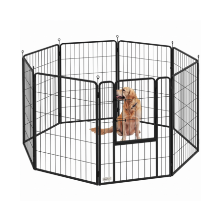 Parc Enclos Chien PawHut 8 Panneaux avec Porte 100x68cm