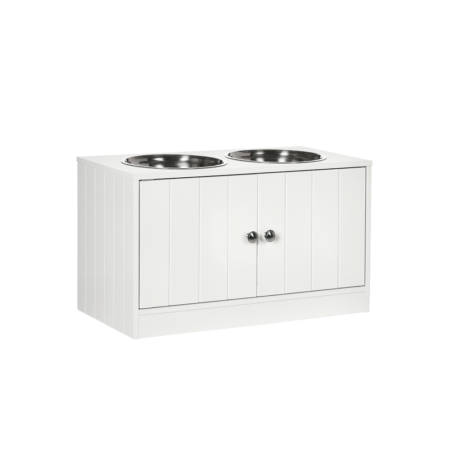 PawHut Gamelles Chiens Surélevées Gamelle Double Chien Chat Porte-Gamelles 60 x 30 x 35,5 cm 2 Gamelles 2L Acier Inox