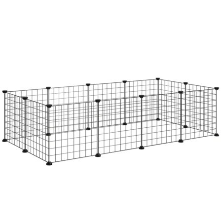 cage parc enclos pour animaux domestiques L 106 x l 73 x H 36 cm bords arrondis fil métallique noir