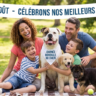 Journée mondiale du chien le 26 août avec un chien heureux et sa famille