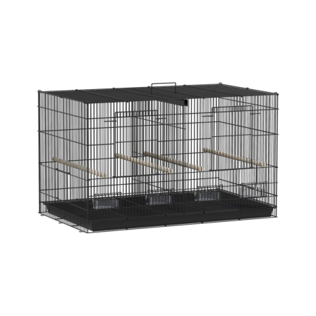 Cage à Oiseaux PawHut Cloison Amovible et Étagère 94x57x57cm Noir