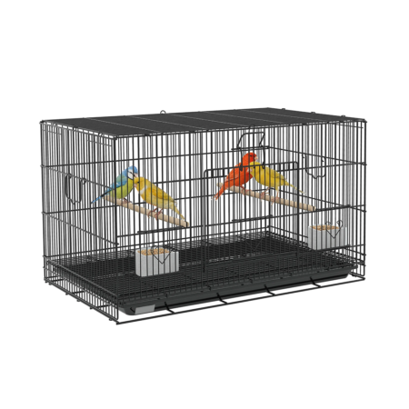 Cage à Oiseaux PawHut Métal 77x46x45cm Plateau Amovible Noir