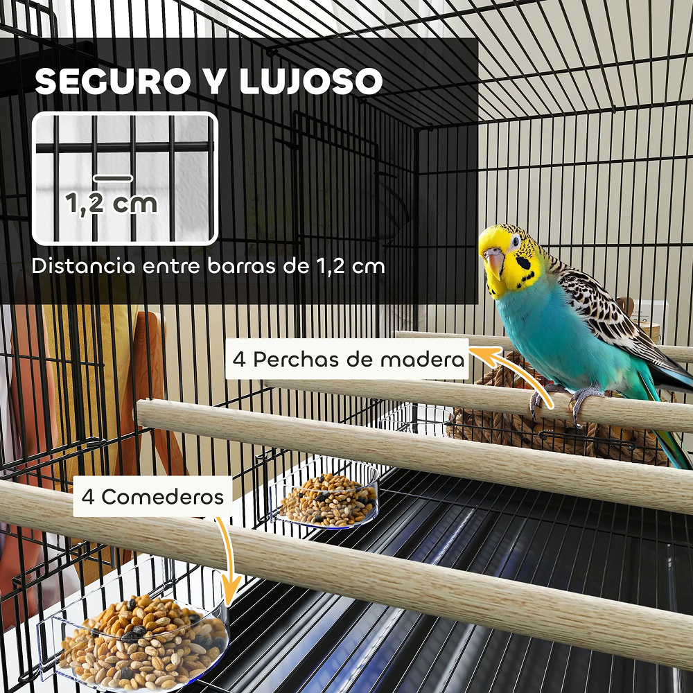 Cage à Oiseaux PawHut avec Séparateur 76x46x46 cm - Noir Cage à Oiseaux PawHut avec Séparateur 76x46x46 cm - Noir