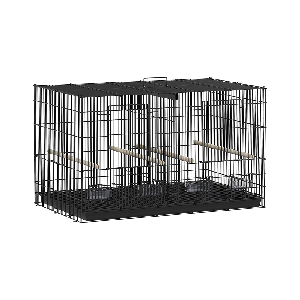 Cage à Oiseaux PawHut avec Séparateur 76x46x46 cm - Noir Cage à Oiseaux PawHut avec Séparateur 76x46x46 cm - Noir