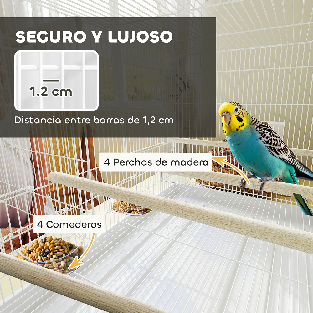 Cage à Oiseaux PawHut avec Séparateur 76x46x46 cm - blanc Cage à Oiseaux PawHut avec Séparateur 76x46x46 cm - blanc