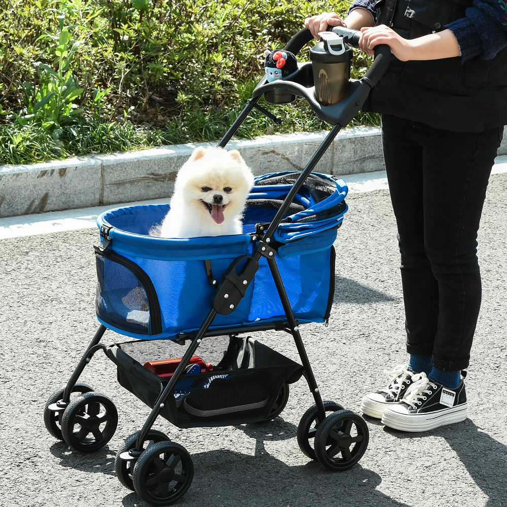 Poussette Pliable pour Chien & Chat PawHut 67 cm Bleue Poussette Pliable pour Chien & Chat PawHut 67 cm Bleue