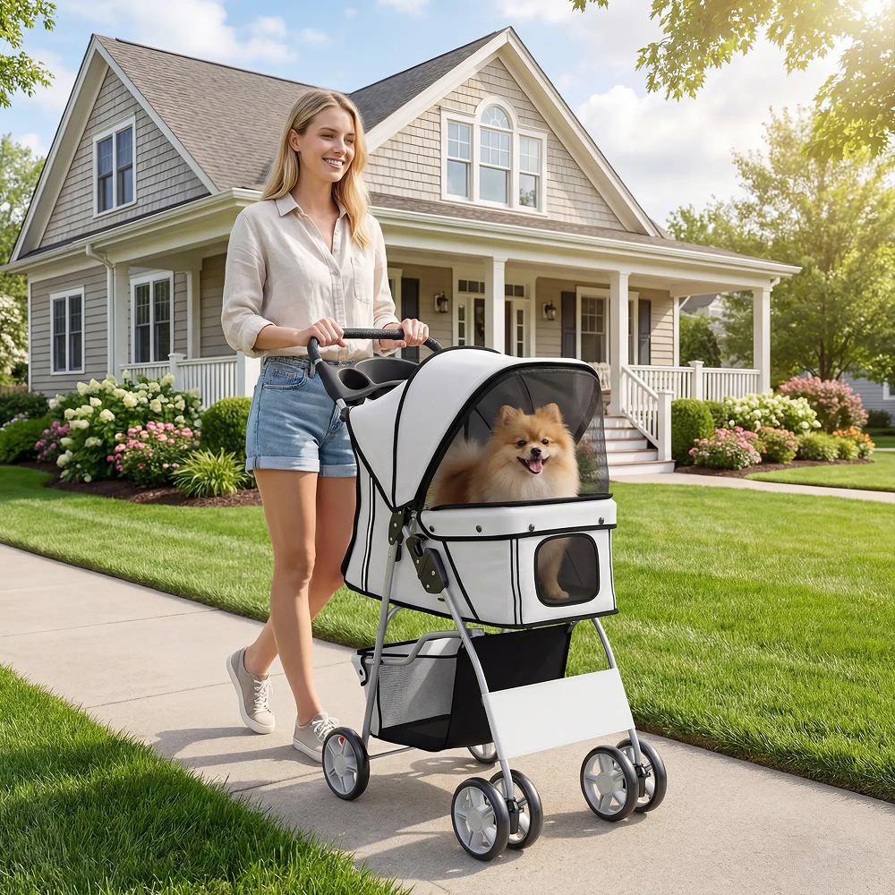 Poussette Pliable pour Petit Chien PawHut - Grise Poussette Pliable pour Petit Chien PawHut - Grise