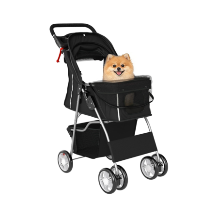 Poussette Pliable pour Petit Chien PawHut 77 cm Noire